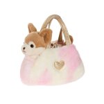 Peluche - peluche girly bag fashionista chien chihuahua marron et beige avec sac et d�tails or 18 cm ...