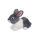 Peluche - lapin allong� - gris et blanc - 20 cm gris