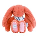 Peluche lapin fleurette 25 cm orange