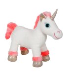 Peluche - peluche lica bella sonore, blanche et rose corail 22 cm orange