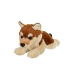 Peluche - peluche loup allongé marron & beige - 25 cm blanc Peluche - peluche loup allongé marron & beige - 25 cm blanc
