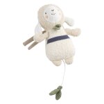 Peluche mini musical en bouclette coton bio - petit soleil beige / bleu Peluche mini musical en bouclette coton bio - petit soleil beige / bleu