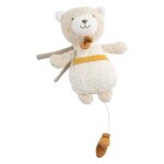 Peluche mini musical en bouclette coton bio - petit soleil beige / jaune