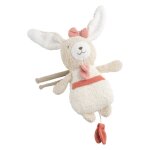 Peluche mini musical en bouclette coton bio - petit soleil beige / rose