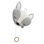 Peluche musicale renard en coton bio gris