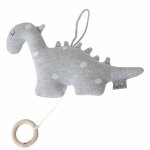 Peluche musicale en tricot de coton dino dino gris