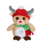 Peluche noel, christmas ptillous sonore 16 cm - renne beige