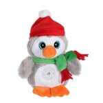 Peluche - noel p�tillous sonore 16 cm - pingouin gris