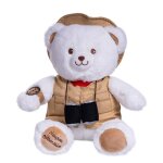 Peluche ours aventurier - gaston aventurier - 40 cm blanc