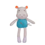 Peluche - pantin bamboo bebe hippopotame - 24 cm s / carte bleu