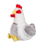 Peluche - poule blanche et marron - 40 cm marron