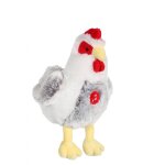 Peluche poule flamme sonore grise et blanche - 22 cm gris