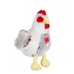 Peluche - poule flamm�e sonore marron et blanche en peluche - 22 cm marron