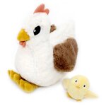 Peluche poule maman et son bb blanc