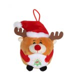 Peluche - renne - bouille de nol sonore 13 cm marron