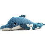 Peluche tofou le dauphin maman et b�b� bleu, noir, blanc