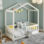 Petit lit cabane �volutif avec tiroirs pin massif charlie blanc