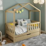 Petit lit cabane �volutif avec tiroirs pin massif charlie bois