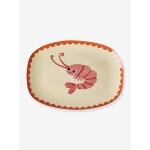 Petite assiette rectangulaire en m�lamine avec imprim� crabe rice cr�me