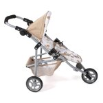 Petite poussette de jogging lola pour poup�es beige avec oursons beige