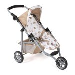 Petite poussette de jogging lola pour poupes beige avec oursons beige
