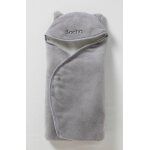 Plaid b�b� � capuche en microfibre, doubl� polaire gris