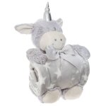 Plaid peluche - licorne gris
