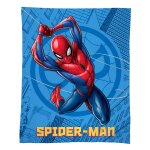 Plaid polaire tout doux imprim� 100% polyester, spiderman action bleu