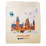 Plaid polaire imprim 100% polyester, harry potter hedwige school beige