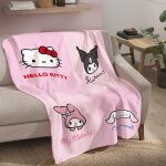 Plaid polaire imprim�, hello kitty reunion rose