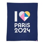 Plaid polaire imprimé, i love paris 2024 coeur bleu Plaid polaire imprimé, i love paris 2024 coeur bleu