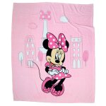 Plaid polaire imprim� toucher doux, disney minnie shopping rose