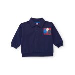 Polo b�b� gar�on en molleton avec imprim� dans le dos bleu