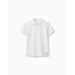 Polo c�tel� en coton blanc