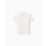 Polo en coton avec col mao et poche blanc