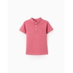 Polo en coton avec col mao et poche rose fonc�