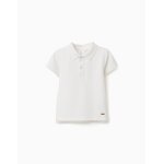 Polo en coton c�tel� blanc