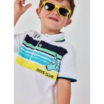 Polo en coton imprim� pour enfant blanc