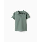 Polo en coton � jacquard vert fonc�