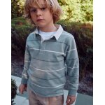 Polo en coton � manches longues et rayures b&s vert clair
