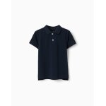 Polo en coton piqu� � manches courtes bleu fonc�