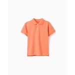 Polo en coton piqu� � manches courtes orange sombre