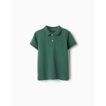 Polo en coton piqu� � manches courtes vert fonc�