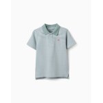 Polo en coton � rayures avec imprim� vert clair