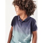 Polo gar�on effet dip & dye dark bleu indigo