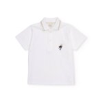 Polo gar�on en maille avec broderie d�corative blanc