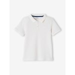 Polo garon manches courtes broderie poitrine blanc