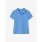 Polo garon manches courtes broderie poitrine bleu