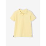 Polo gar�on manches courtes broderie poitrine jaune p�le