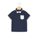 Polo manches courtes 100% coton gar�on bleu indigo